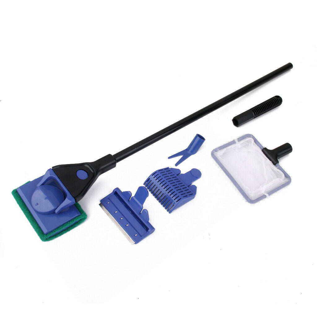 5 in 1 Multi-Function Aquarium/Fish Tank Cleaning Tool, Algae Scraper, Fish Net,