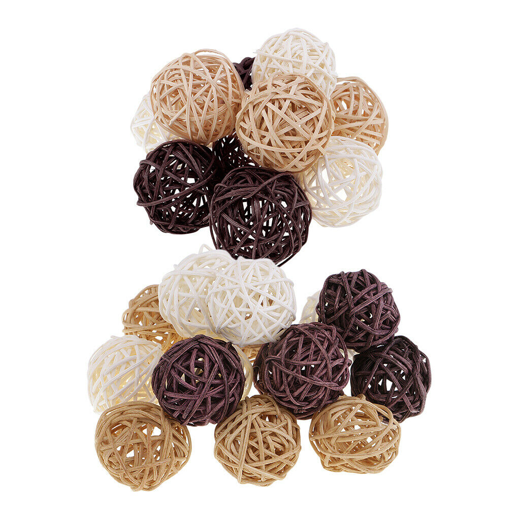 25pcs Rattan Wicker Ball Decorations Ornaments Wedding Christmas Party Table