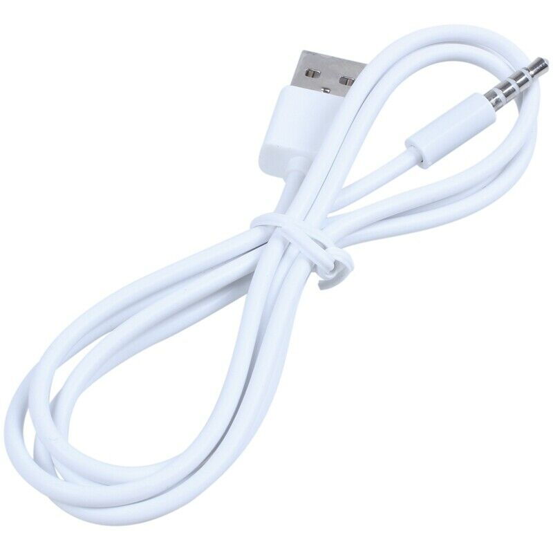 3.5mm Plug Audio AUX to USB 2.0 Plug Adapter Charging Cable 1M White R9O7O7