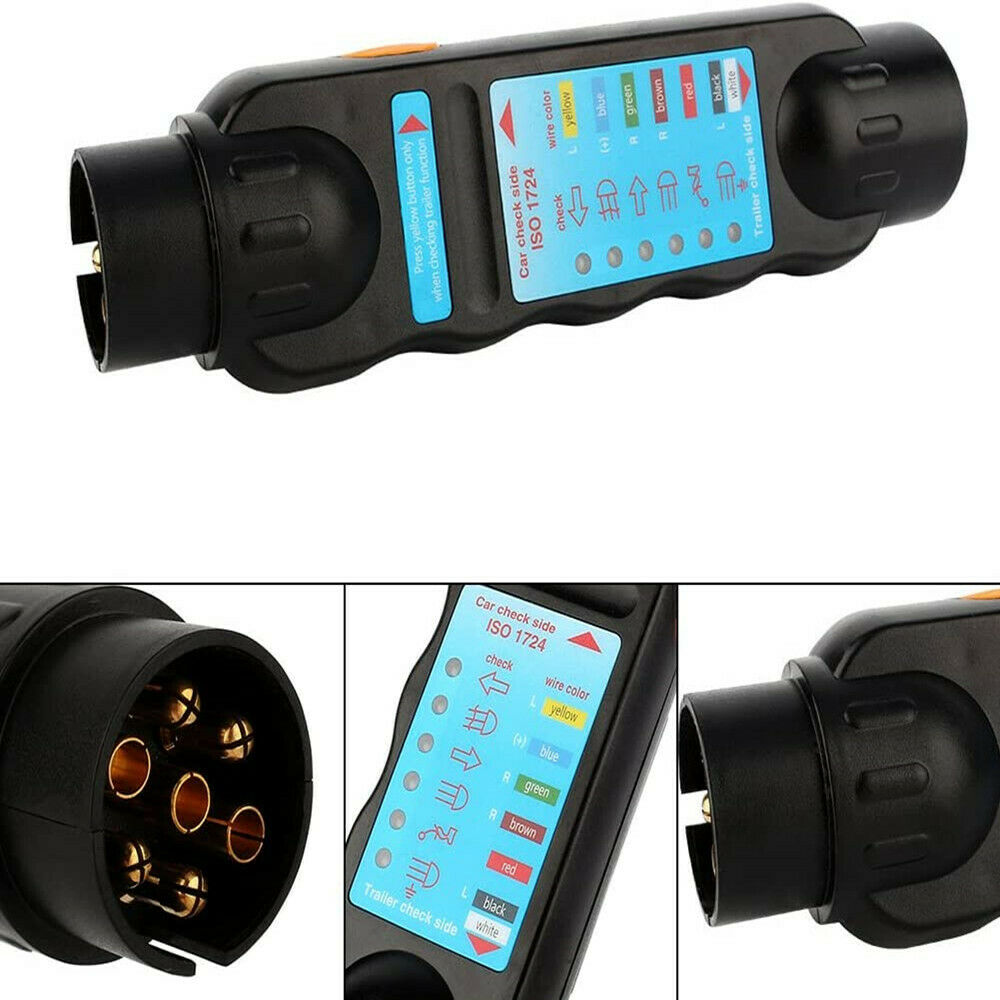 European 12v 7Pin Trailer Towing Lights Socket Cable Wiring Circuit Tester Tool