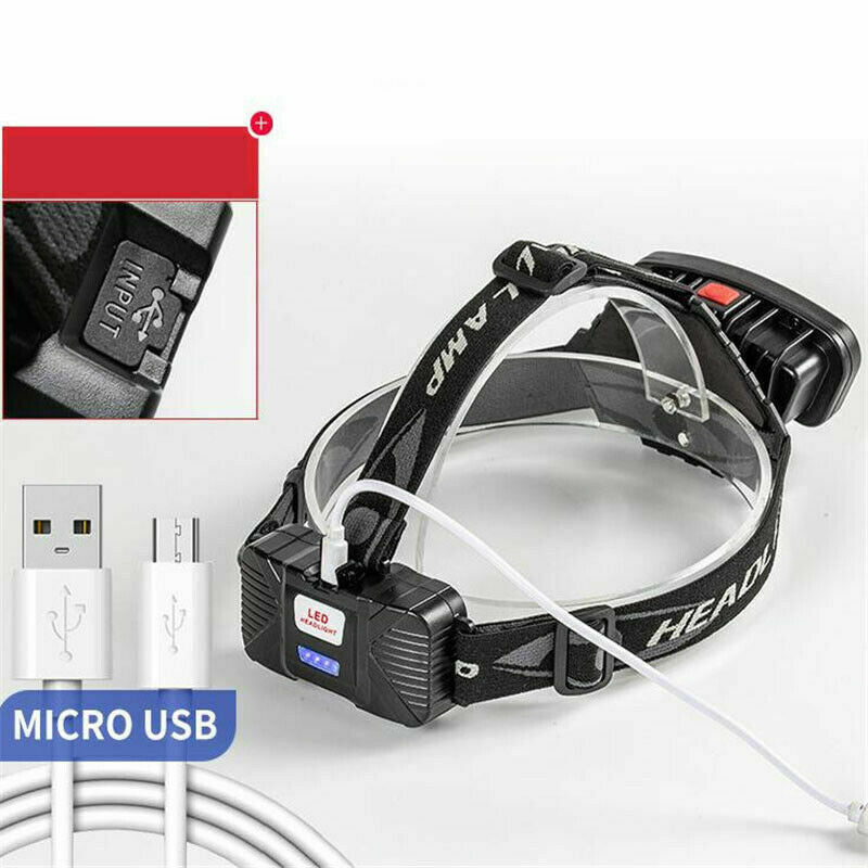 80000LM LED Headlight Work Head Lamp USB Rechargeable Outdoor Waterproof Lights