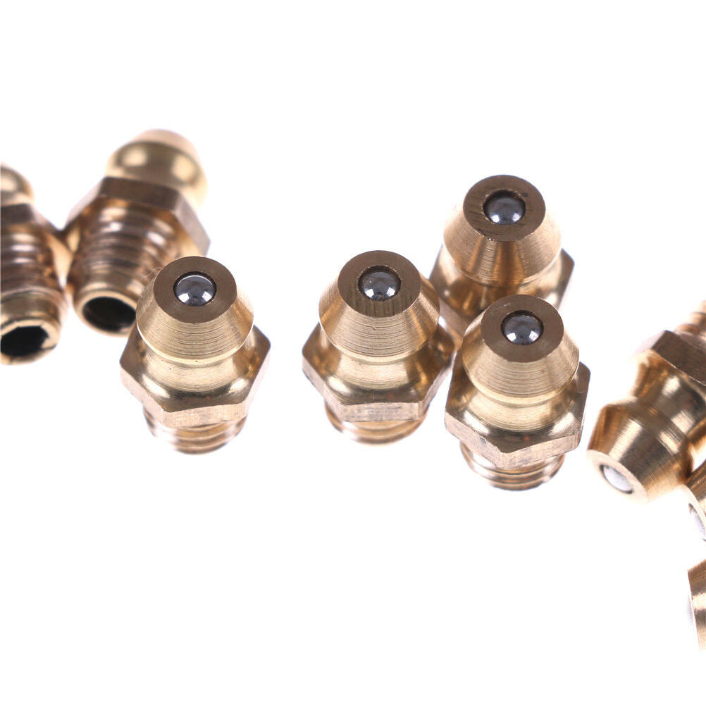 10PCS 1/4-28 Drive Type Taper Thread Straight Grease Zerk Nipple Fitting F1 SJ
