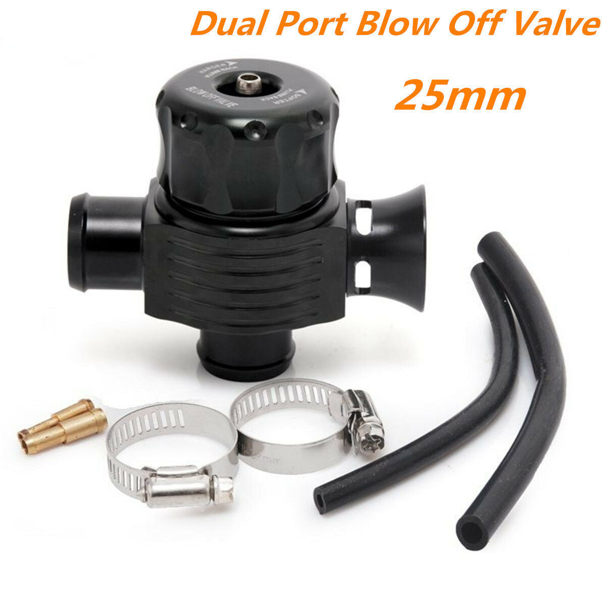 Universal 25mm Dual Port BOV Dump Valve Car Auto Turbo Blow Off Valve BOV Black