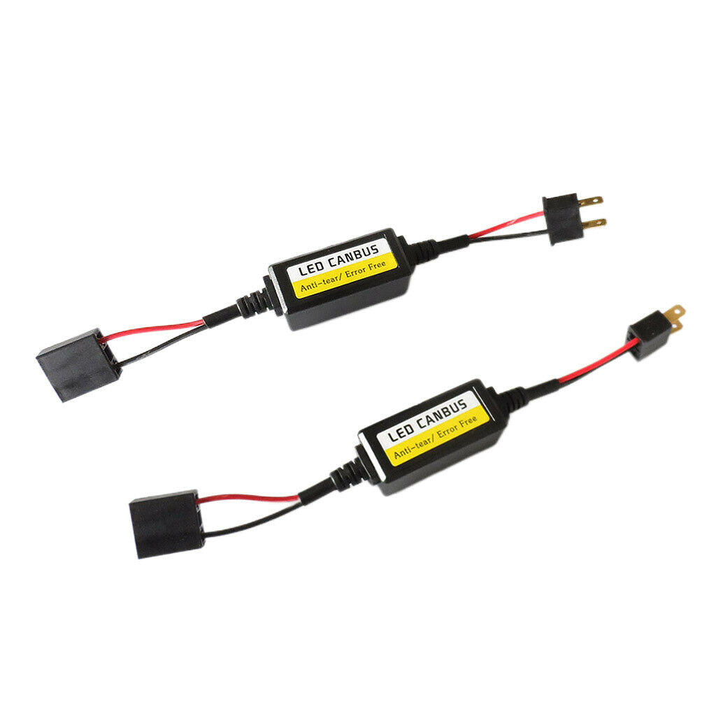 2pcs Car Headlight Decoder LED Anti Flicker Prevent Noise Warning Adapter Kit