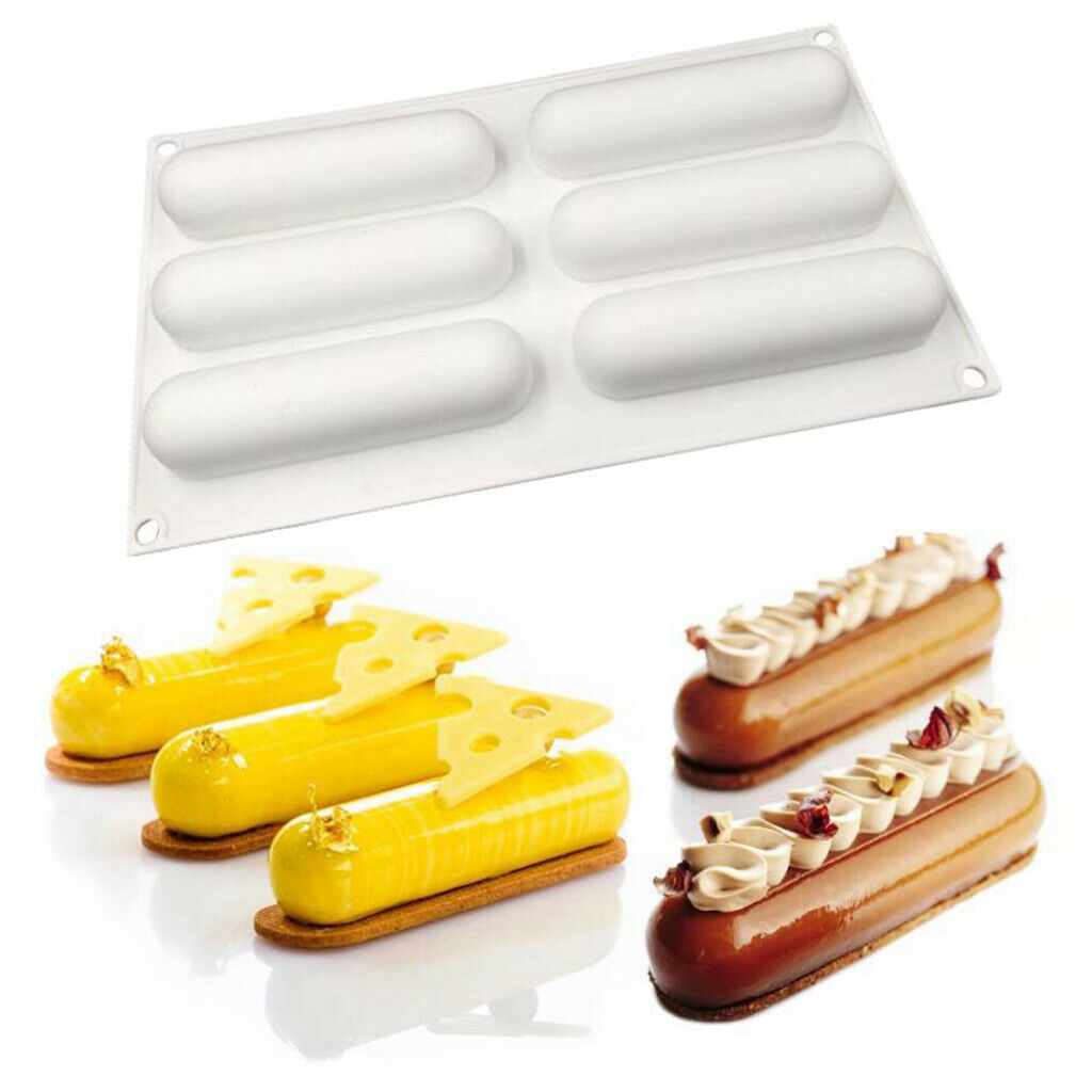 6 Cavities Long Strip Reusable Silicone Mold DIY Cake Dessert Brownie Pastry