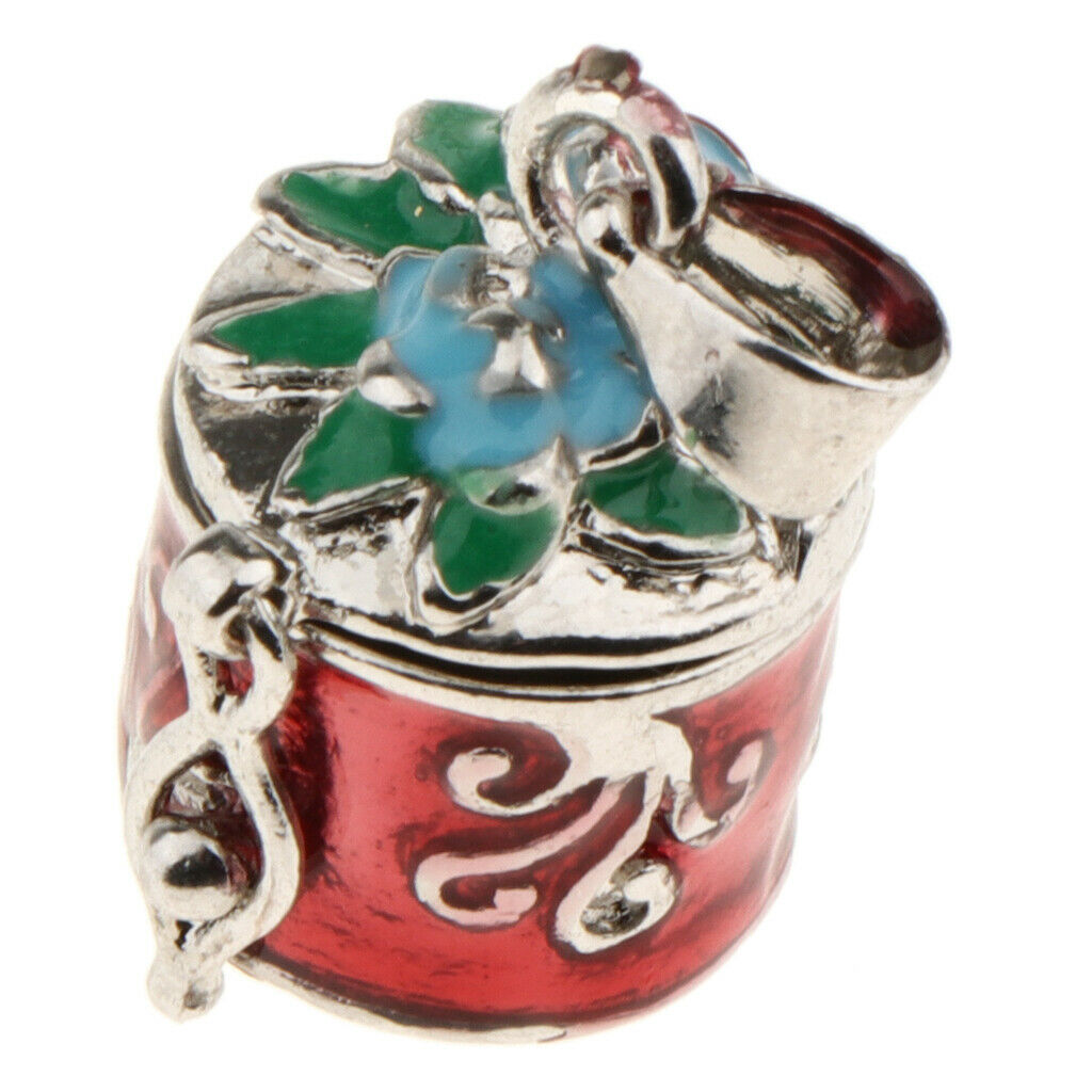 2 Pieces Retro Enamel Flower Cremation Keepsake Urn Pendant Memorial Jewelry