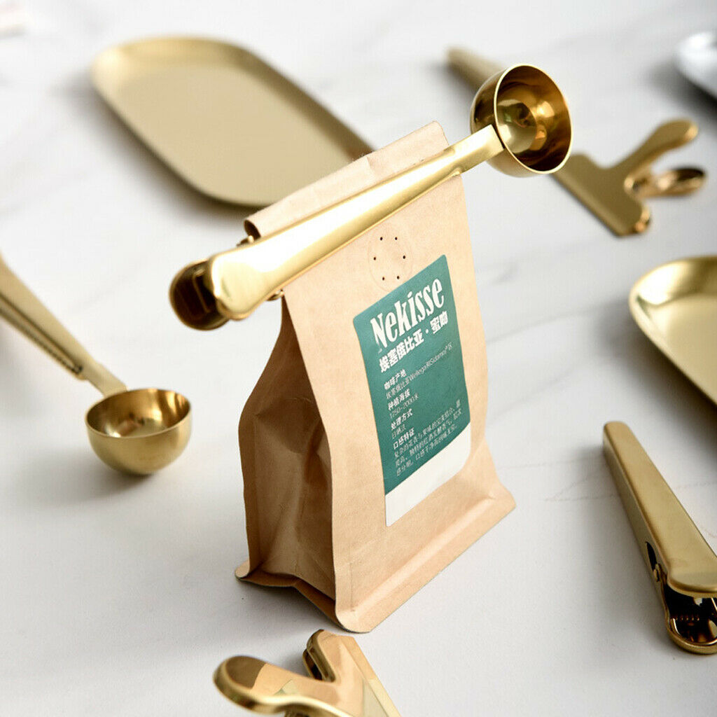 2-in-1 Stainless Steel Coffee Spoon with Food Storage Sealing Bag Clip