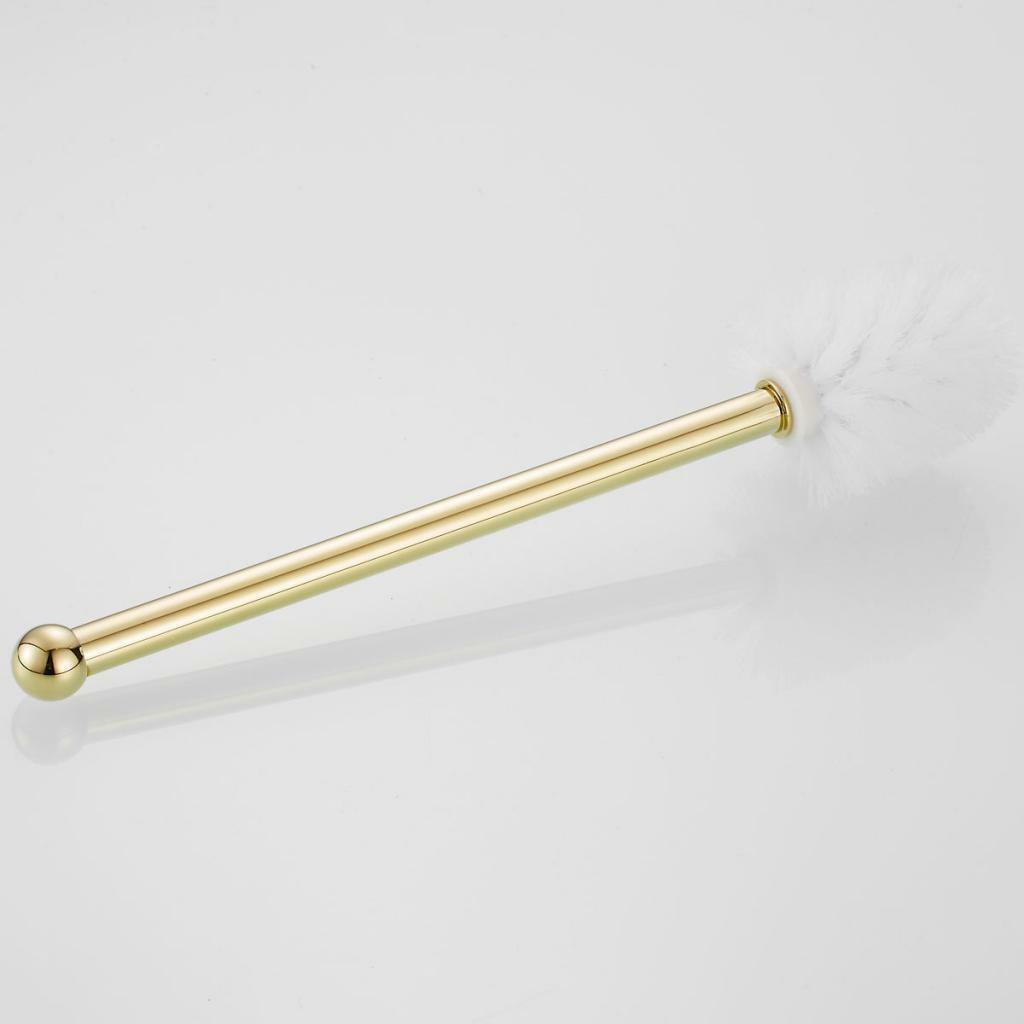 New Golden Brass Bathroom Toilet Cleaning Brush Holder Cup Wall Mounted Set