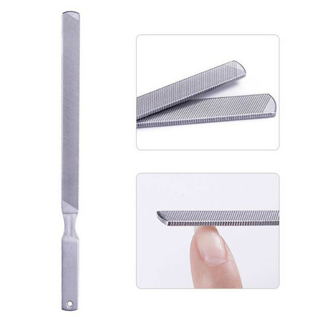 2x Nail Files Double Sided Metal Nail Art File Manicure Scrubber Pedicure