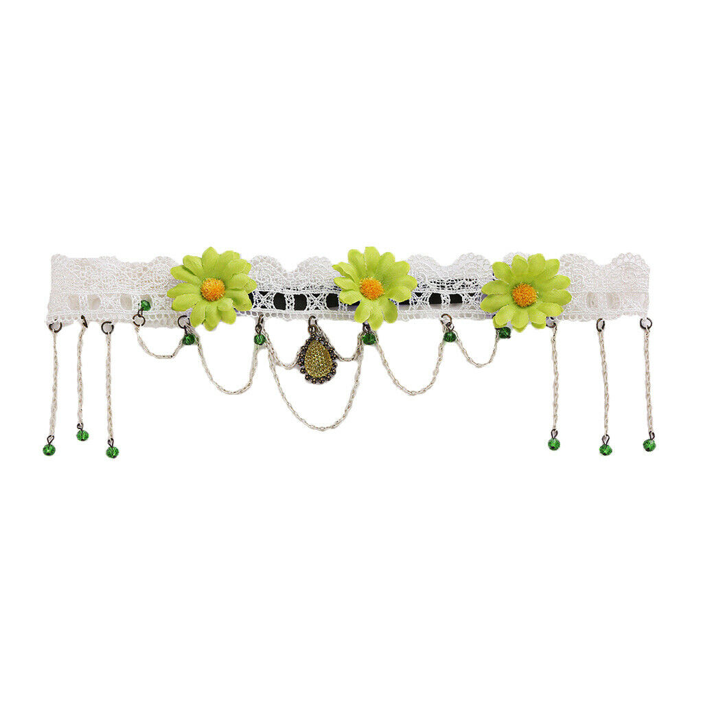 Elegant Hair Accessory Headband Daisy Tassel Lace Bride Bead Elastic Jewelry