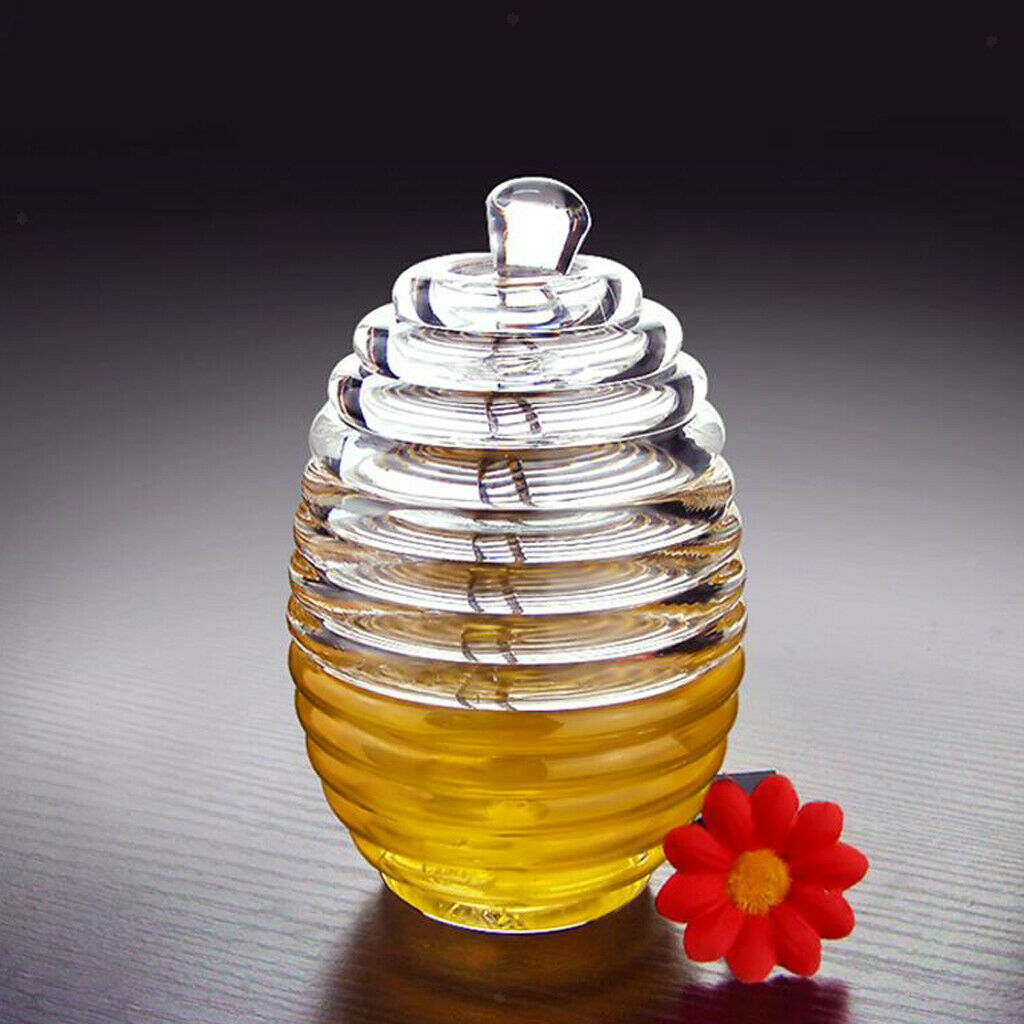 transparent honey jar with stir stick kitchen honey container