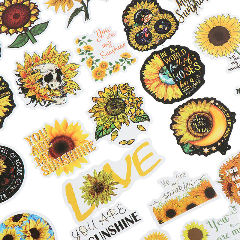 50Pc Sunflower Waterproof Stickers For Car Luggage Fridge Laptop Motorcycle  SJ