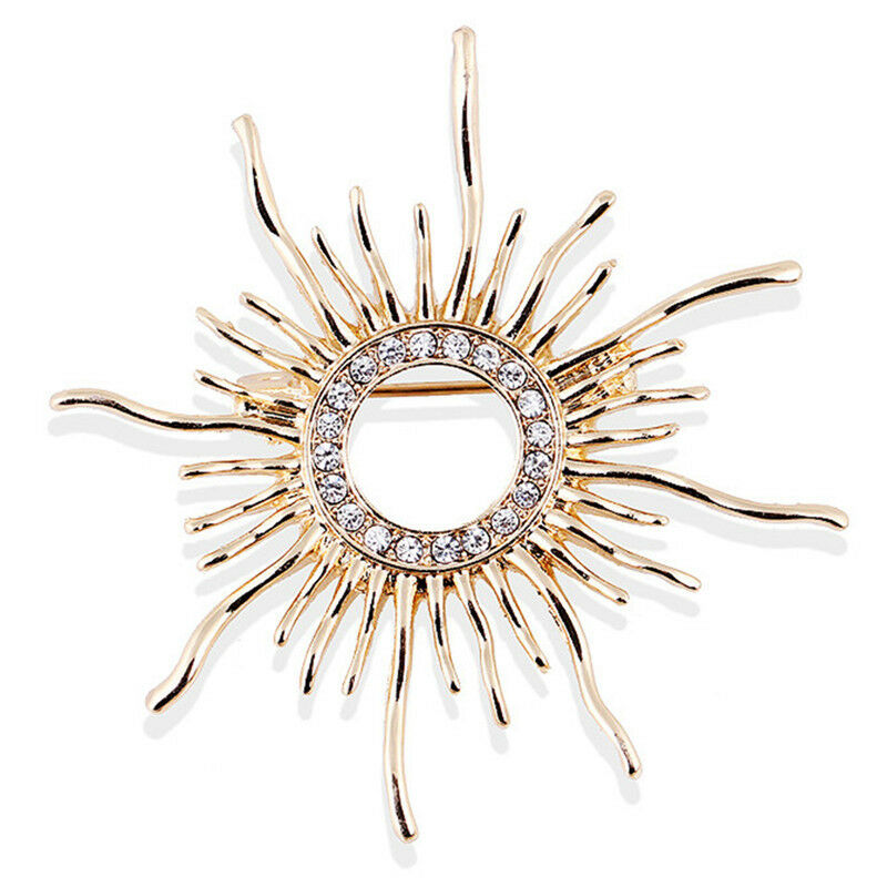 Enamel Sun Brooch Pin Women Rhinestone Crystal Scarf Coat Brooc.l8
