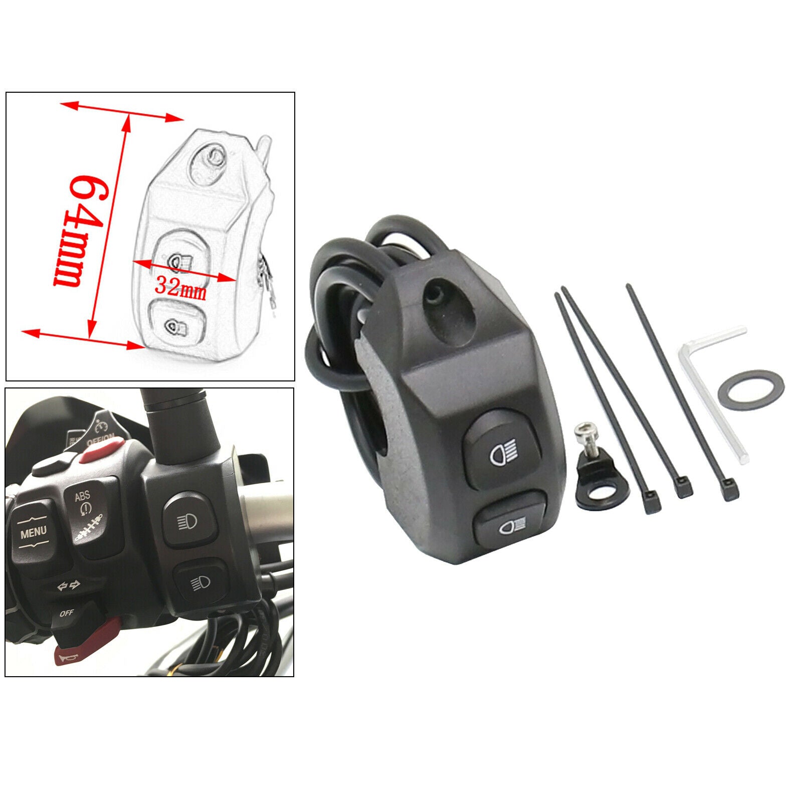 Handle Fog Light Switch Smart Relay for  R1200GS R1250GS Adventure Black