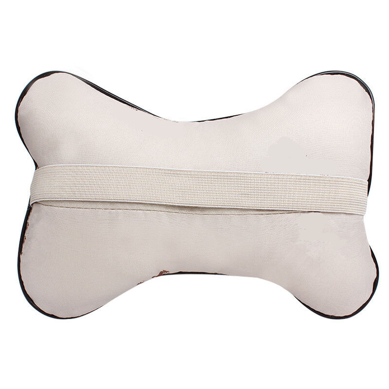 2x Universal PU Leather Car Seat Headrest Head Neck Support Pillow Soft Cushion