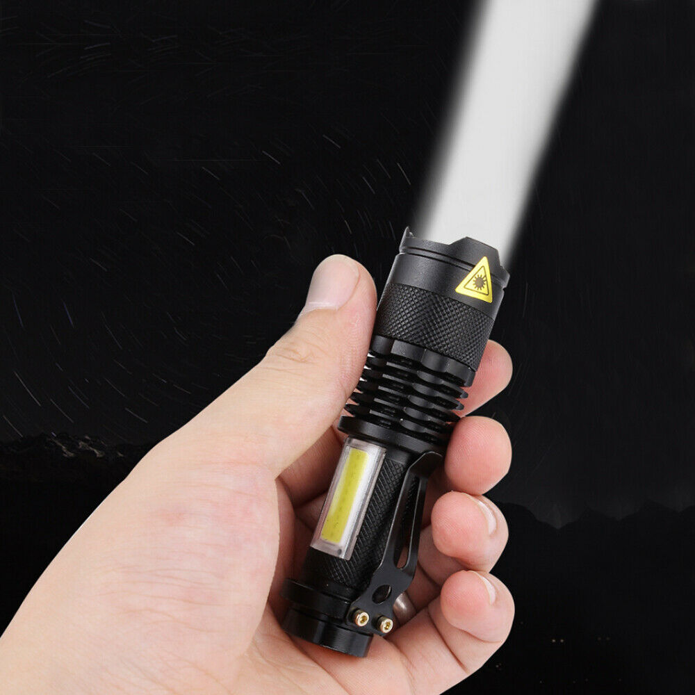 8000LM Portable LED Flashlight Q5+COB Zoomable Torch Mini Pocket Light 4 Mode zj