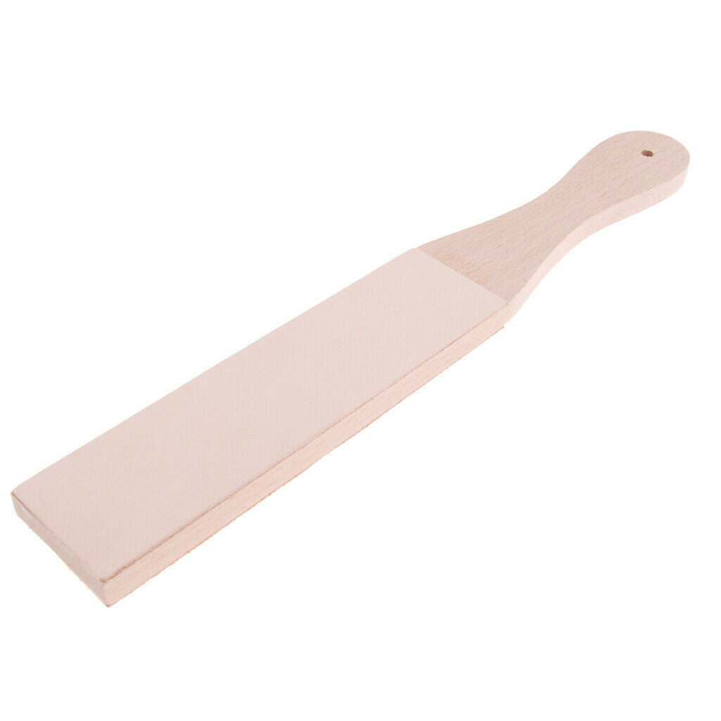 Wooden Handle Leather Sharpening Strop Coarse 2 Side Polishing For Razor