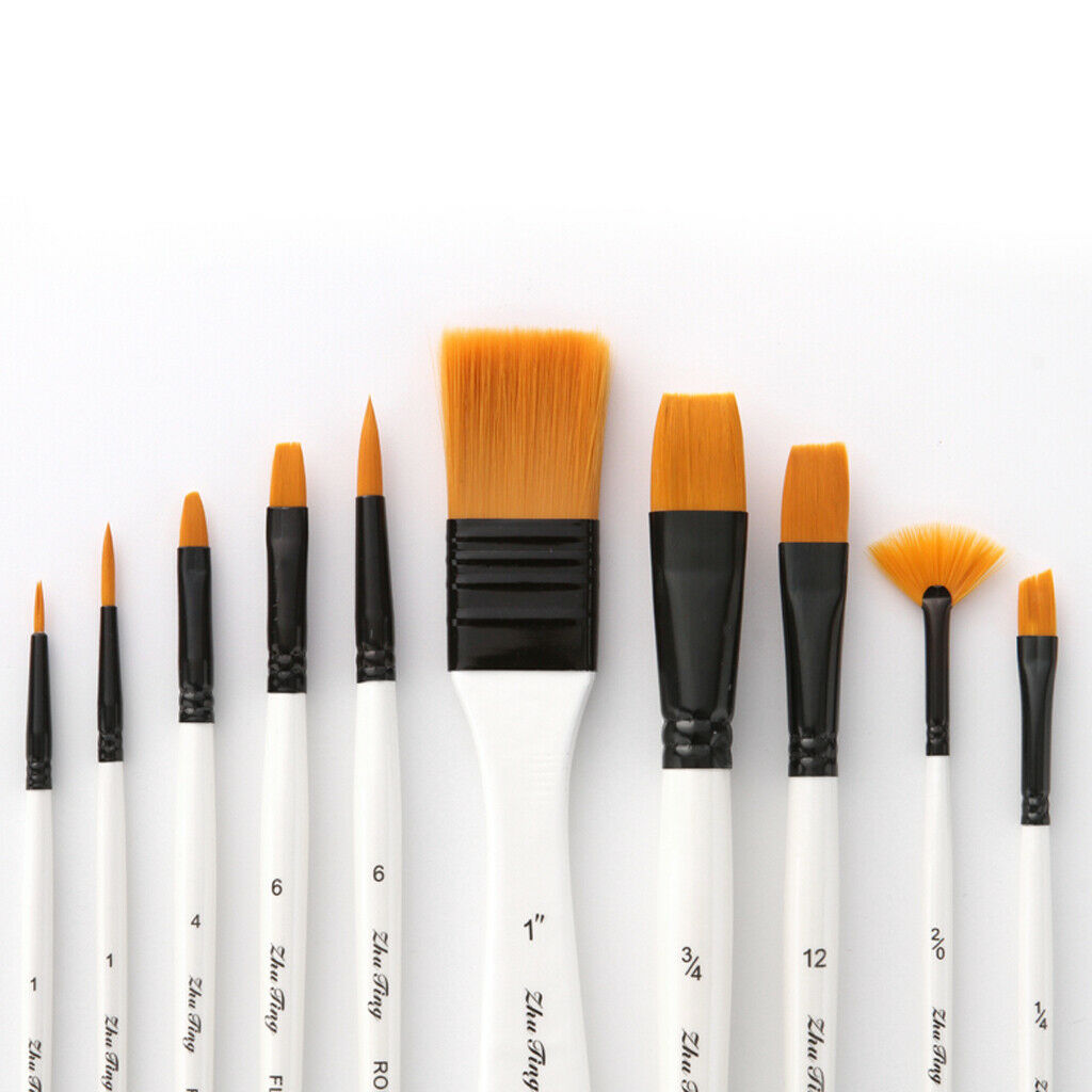 10x Art Brushes Artist Paint Brush for Oil Watercolor Gouache Make Up Paint