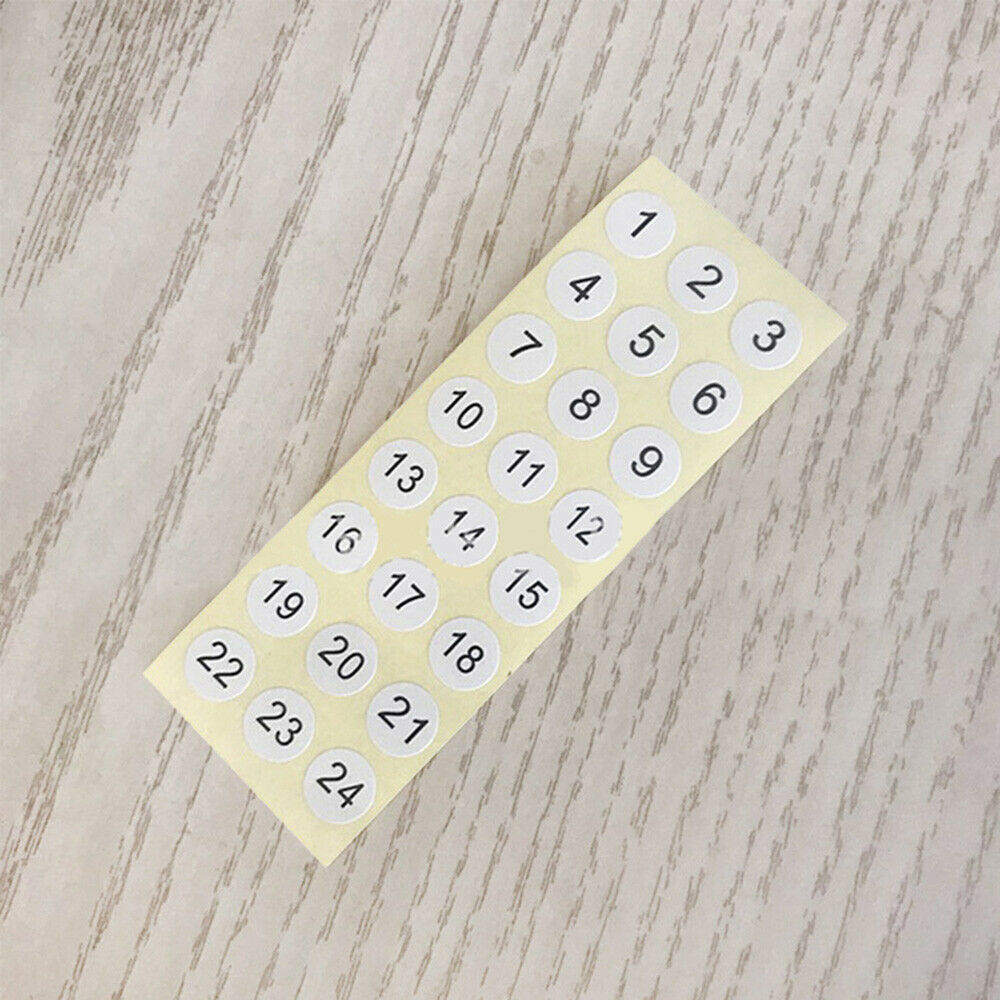 20Pcs Number 1-24 Round Digital Label Paper Stickers Diamond Painting Marker Tag