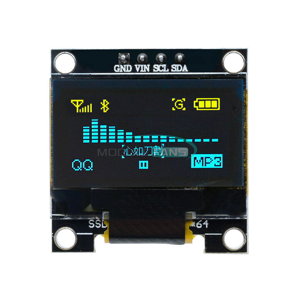 0.96" 128X64 OLED I2C IIC Serial Yellow Blue LCD LED Display Module for Arduino