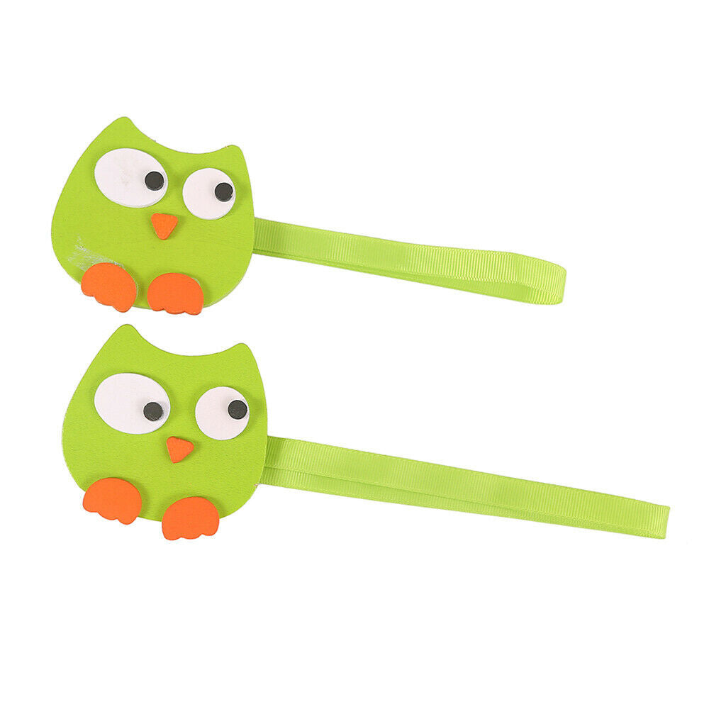 2x Wooden Cartoon Chick Curtain Tiebacks Magnetic Bulckle Clip Green