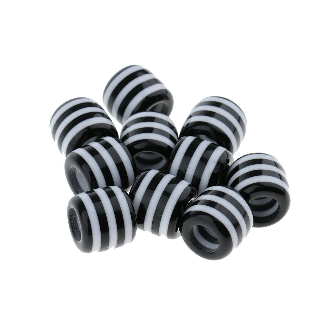 10 Piece Striped Hair Braiding Beads Cuffs Dreadlock Tube Jewelry Decoration