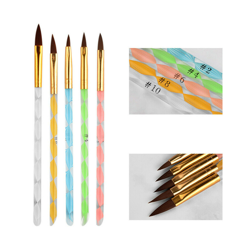 5 lot Thread Acrylic Nail Art Brush Carving Drawing Painting Liner Pen Tool
