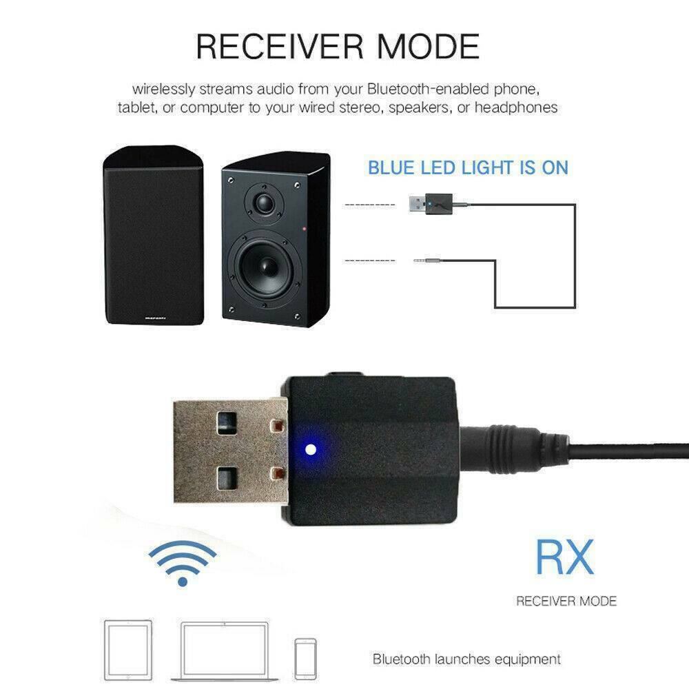 For TV / PC Car USB 5.0 Bluetooth Audio Adapter Transmitter Receiver AUX Speaker