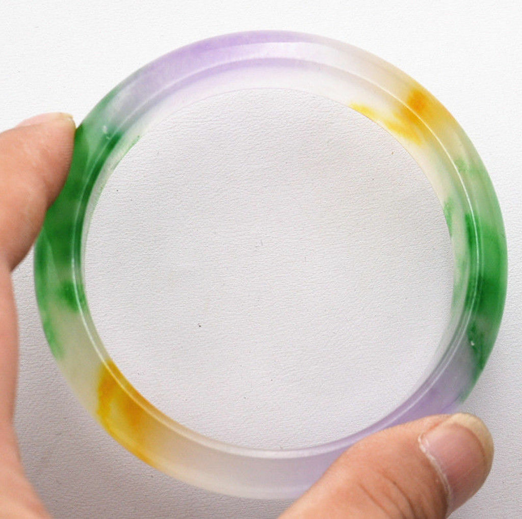 57-62MM Chinese Natural Nephrite Lavender Green Jade Gems Bangle Bracelet AAA