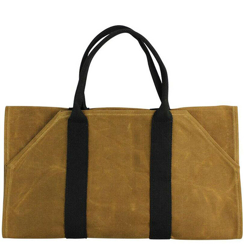 Heavy Duty Waterproof Canvas Outdoor Firewood Log Carrier Tote Storage Pouch  Qx