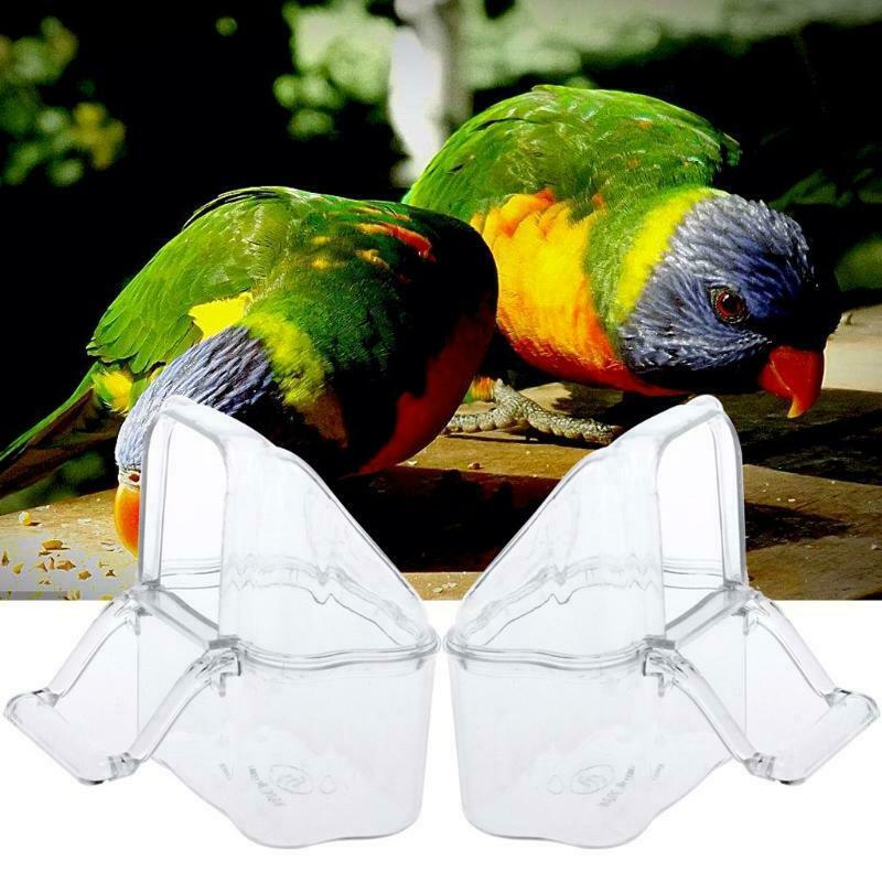 Acrylic Bird Feeder 2Pcs/Set Cage Hanging Dish Feeder Dispenser Drinker Supplies