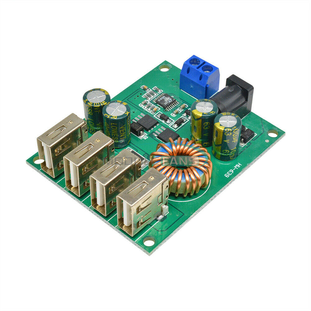 7-60V To 5V 5A DC-DC 4 USB Output Buck Converter Step Down Car Power Supply