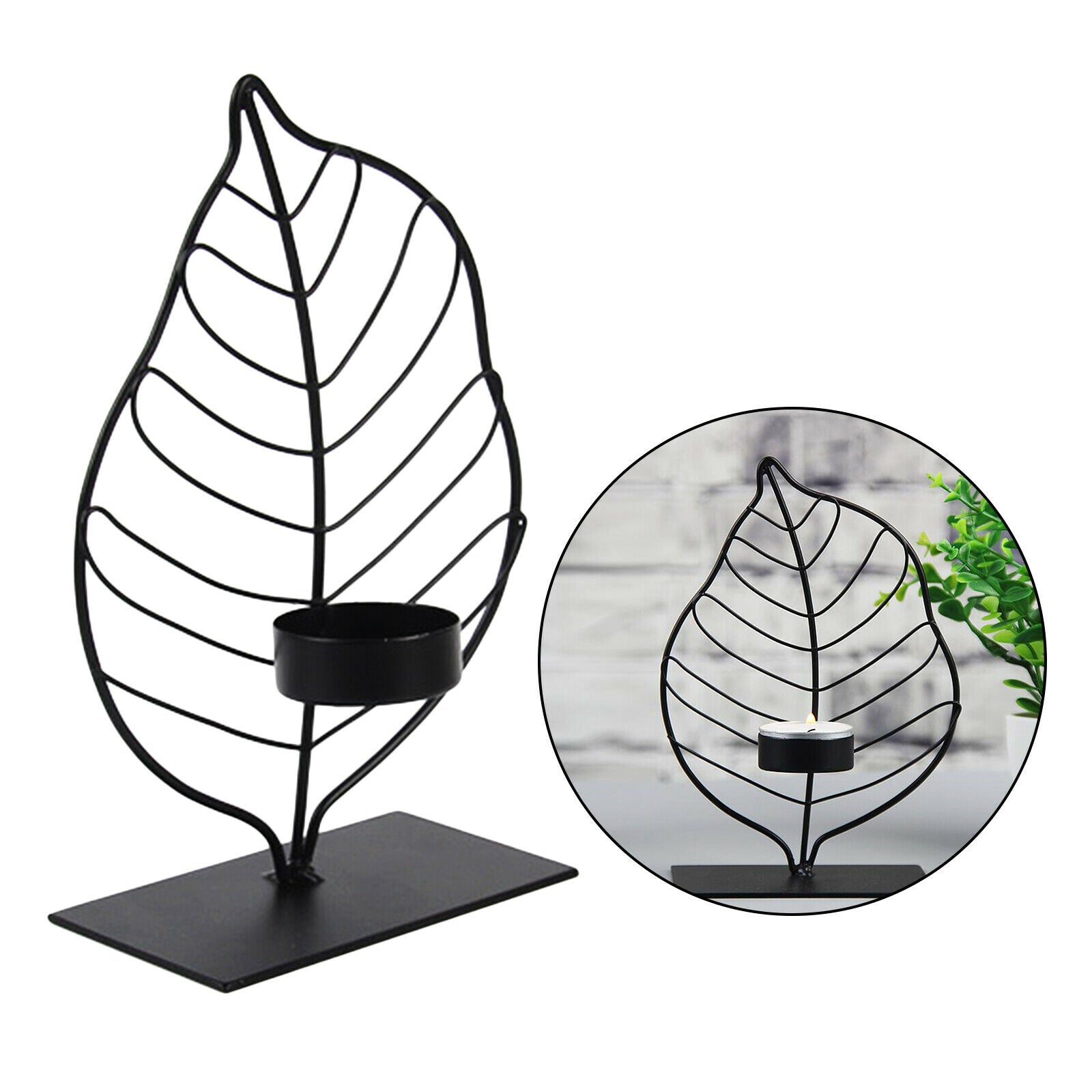 Leaf Candle Holder Candlestick Table Centerpiece Birthday Ornaments Black