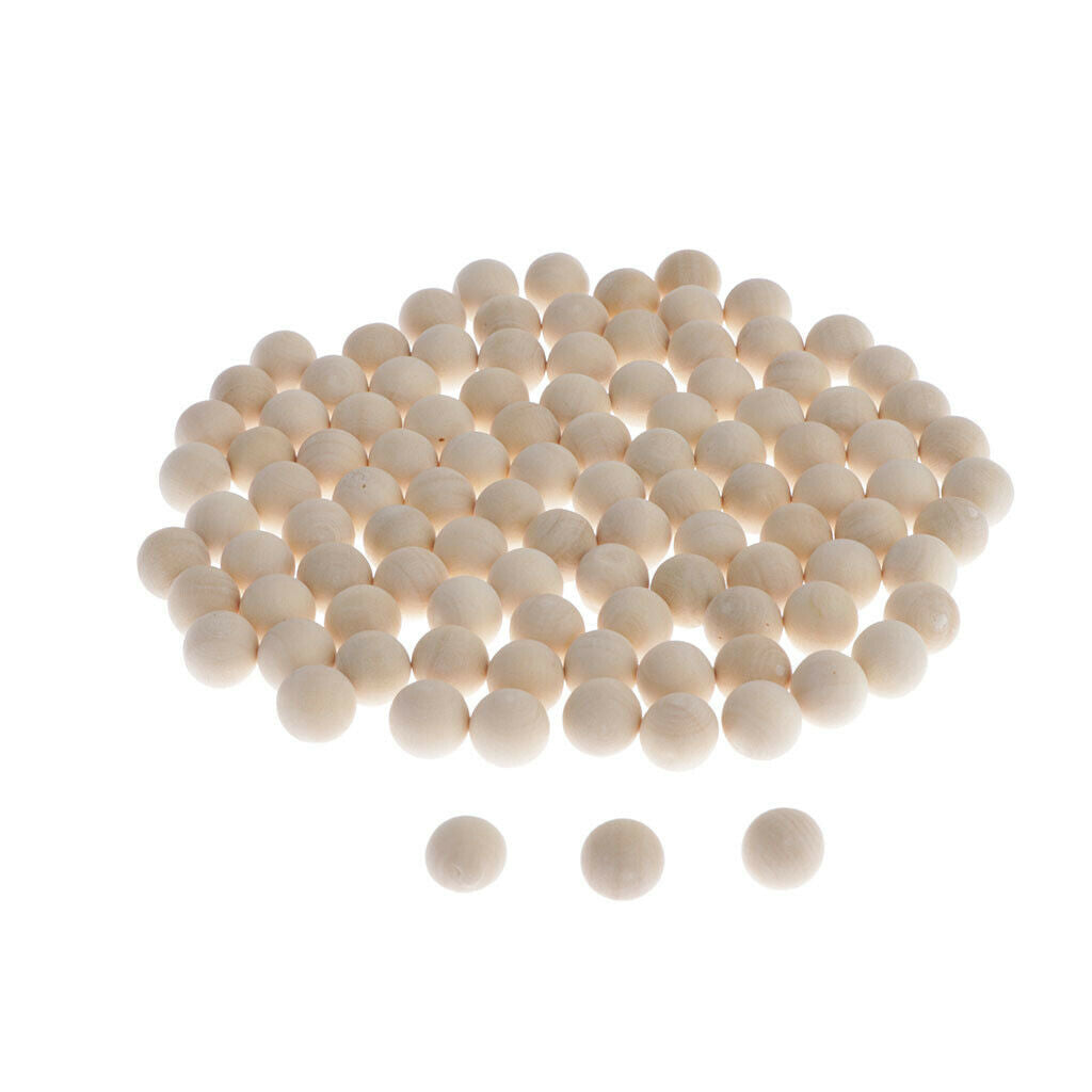100pcs Natural Hardwood Balls 1cm Dia.- Unfinished Natural Wooden Balls Beads