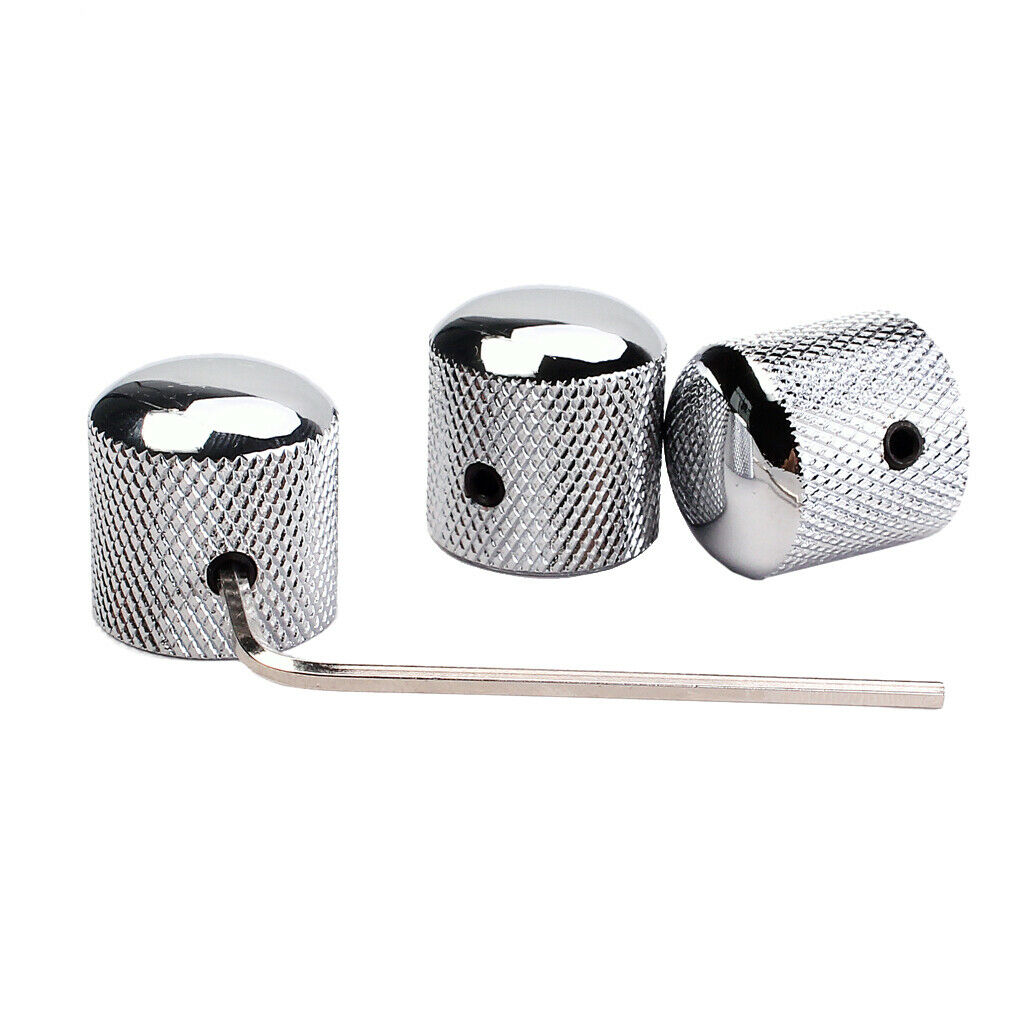3x Metal Domed Volume Tone Control Knobs for Electric Guitar