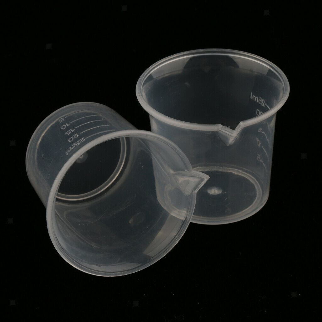 20 Pieces Lab 25ml Plastic Graduated Measuring Beaker Liquid Cup Container