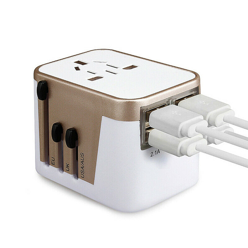 4 USB Travel Switch Plug Adapter Charger Converter Dual AC Power 110-240V 6 Amp