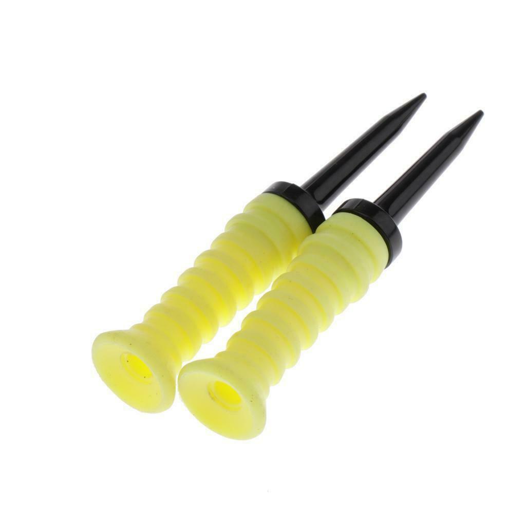 2 Pack Soft Plastic Golf Ball Tees Limit Resistance Elastic Ball Nail Yellow
