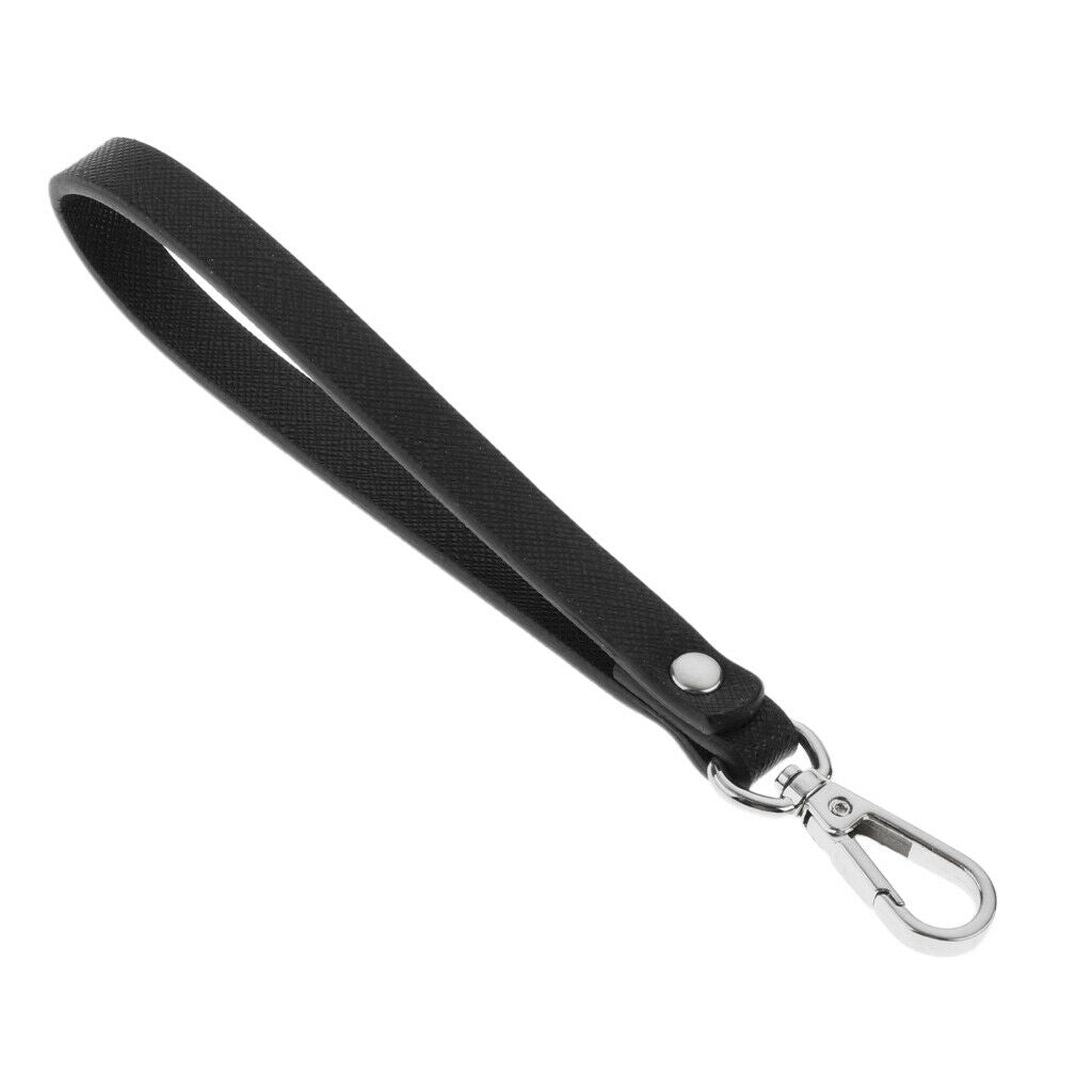 2pcs Black Leather Keychain Vachetta Wrist Strap for Wristlet Purse Key NEW