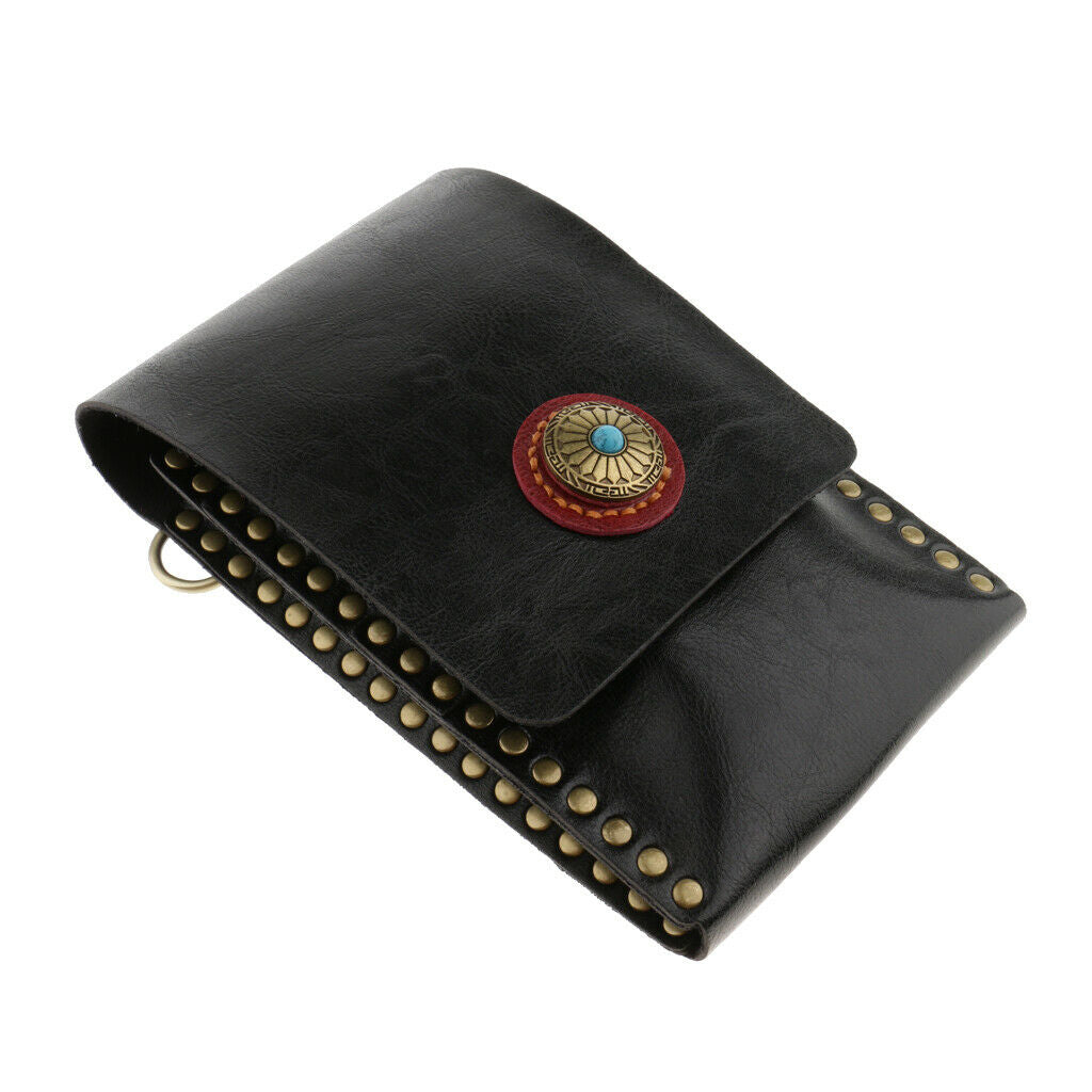 Durable Leather Hair Scissors Comb Clips Bag Barber Tools Holster with Cover