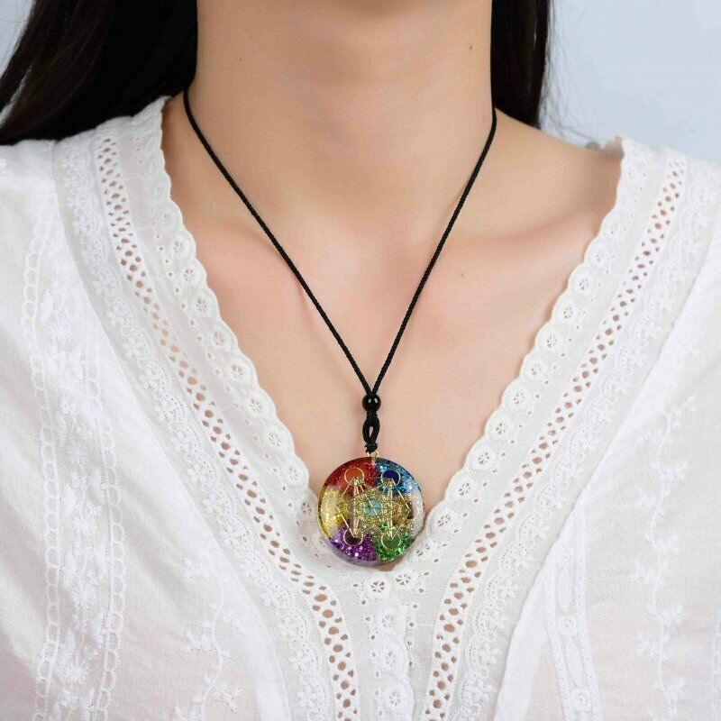 7 Chakra Yoga Natural Stone Energy Pendant Necklace Reiki Healing Amulet Choker