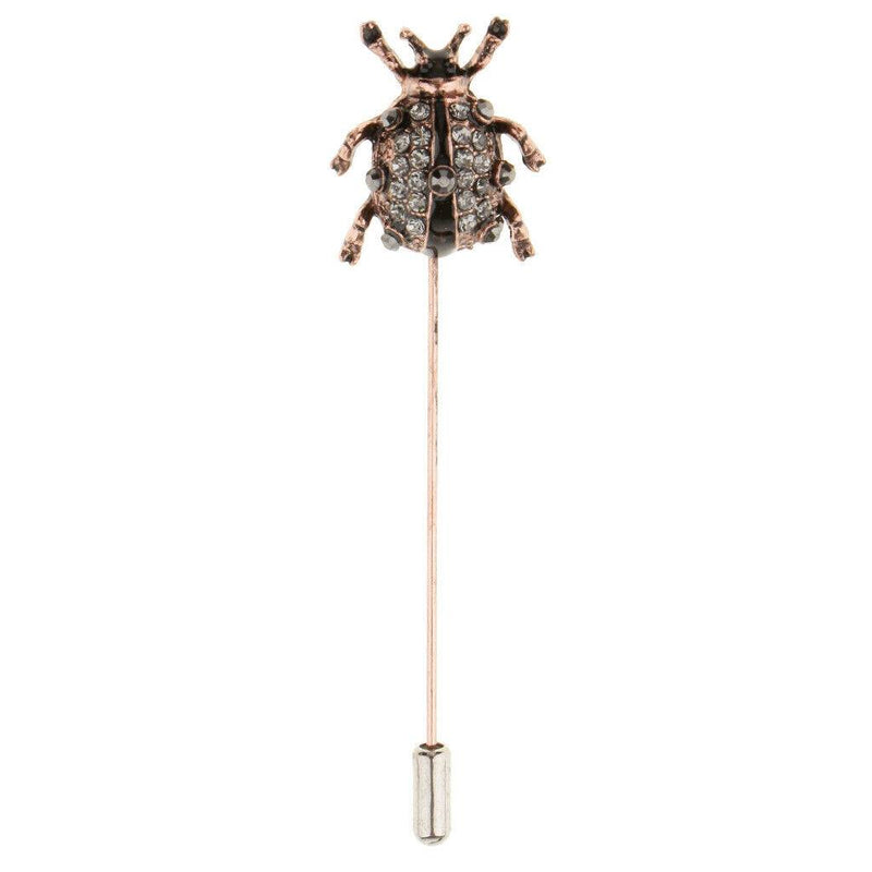 Rhinestone Ladybird Bug Insect Brooch Stick Pin Collar Lapel Jewelry Black