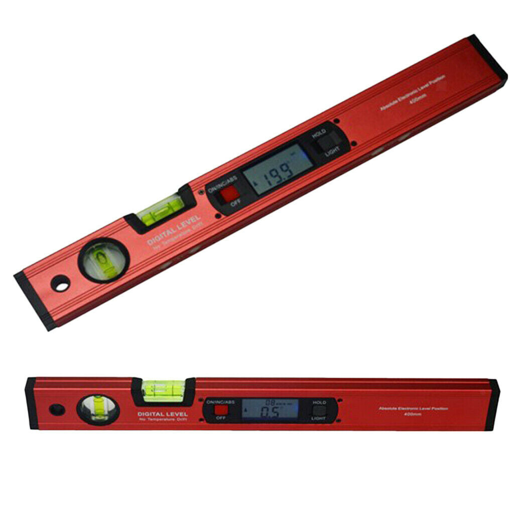 16â€ Spirit Level Digital Inclinometer Spirit Level Angle Gauge 0-360Â° Red