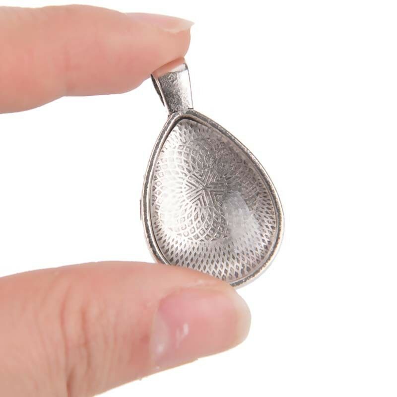 48 Pendant Trays Teardrop Bright Glass Cabochon Dome Tiles DIY Jewelry J.ec NC