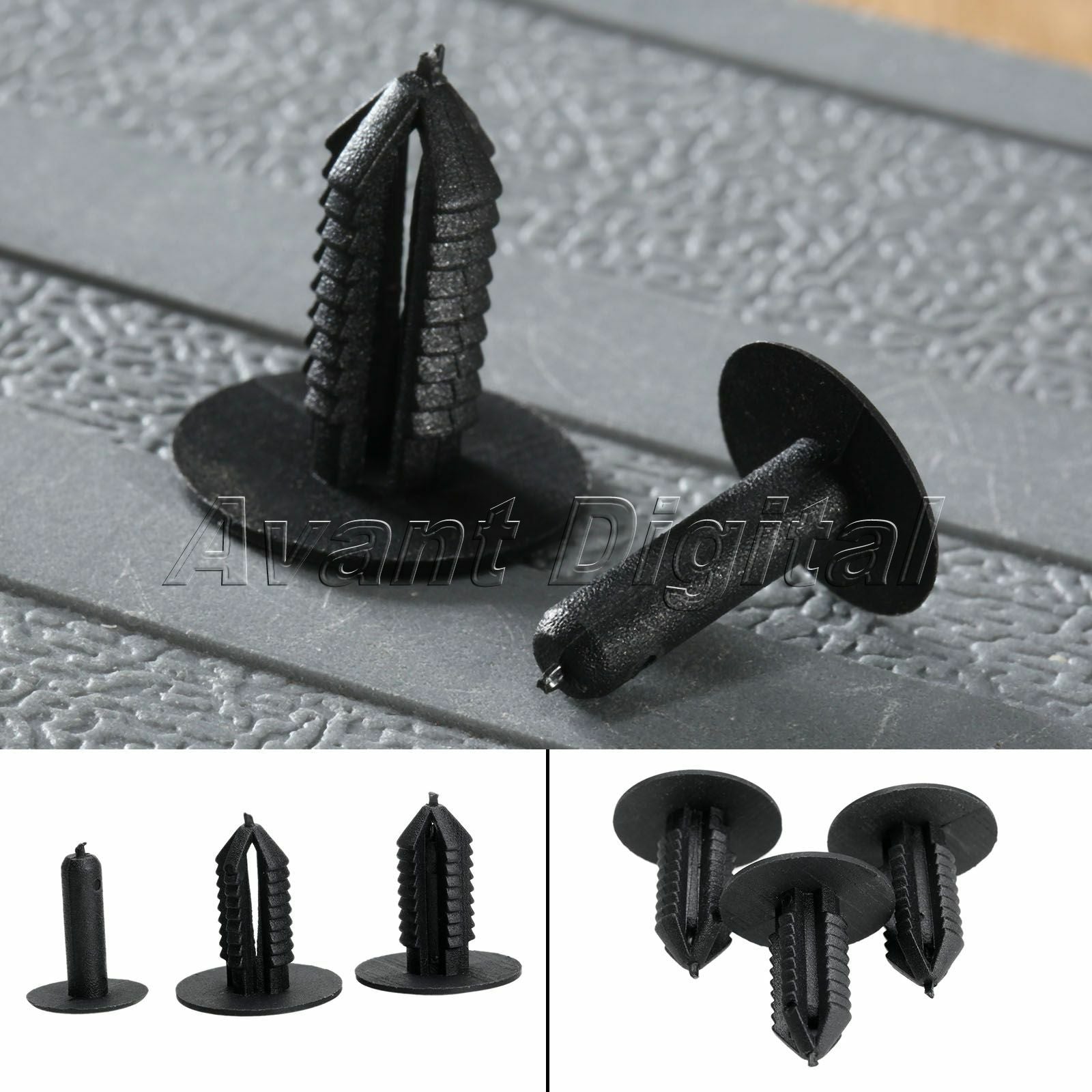 50pcs Black Plastic Car Bumper Clips Rivets Fastener Moulding Rivet For Car