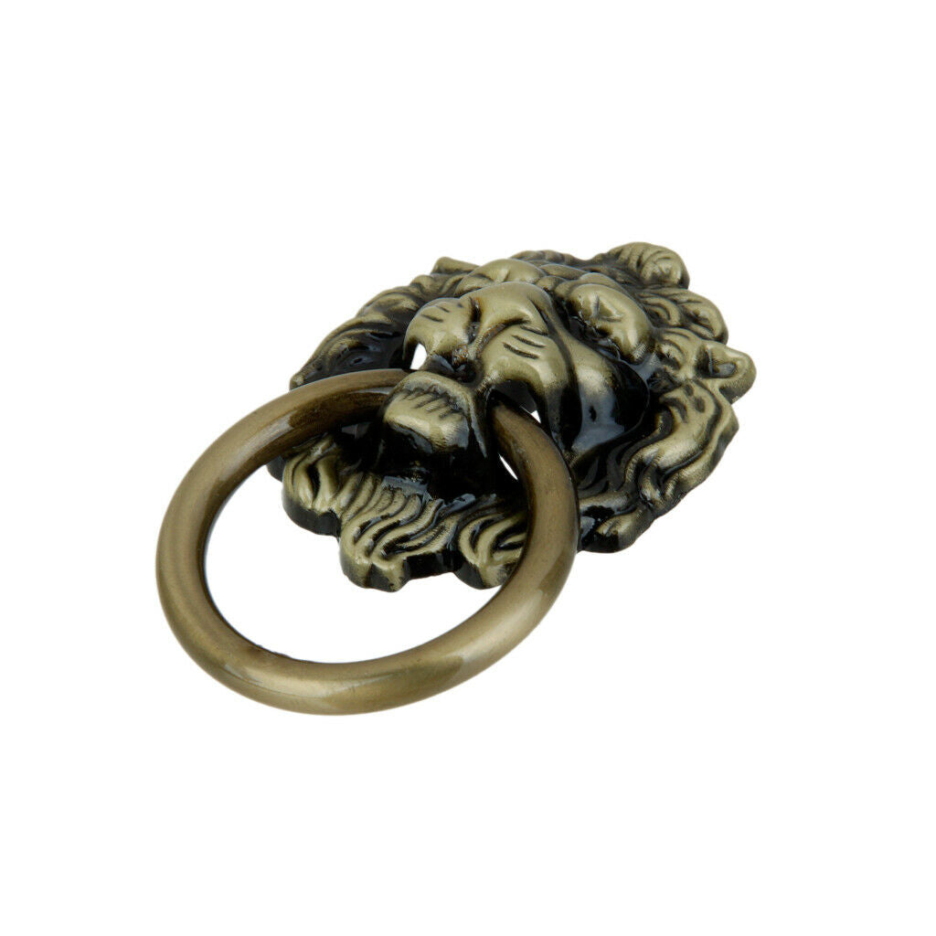Durable Zinc Alloy Lion Head Pull Handle w/ Screws f/ Home Furniture Brass