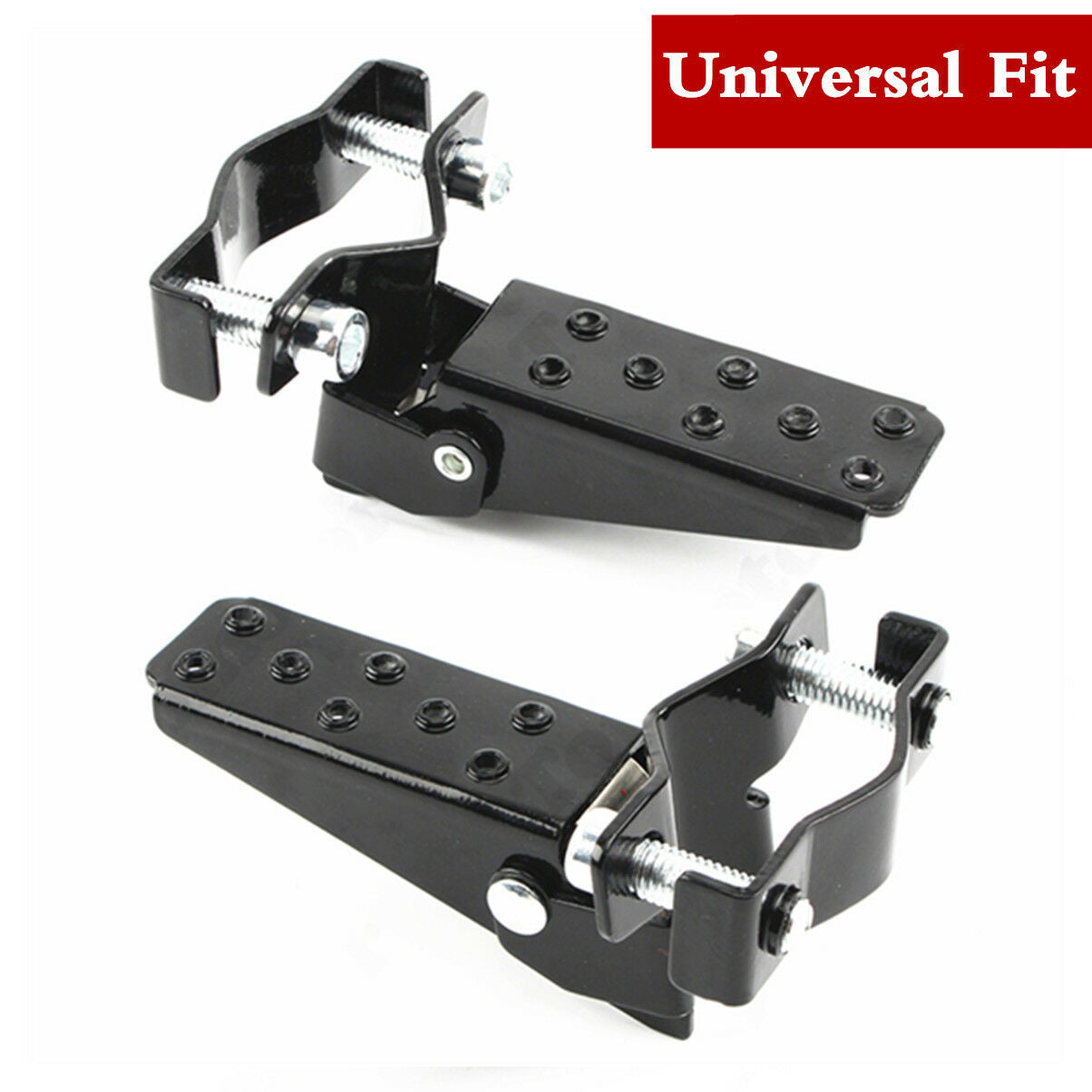 Pair 25-28mm Universal Motorcycle Passenger Rear Foot Pegs Pedal Metal Black