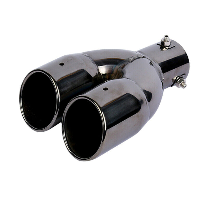1PC 63mm inlet Car Exhaust Pipe Dual outlet Tail Muffler End Tip Stainless Steel