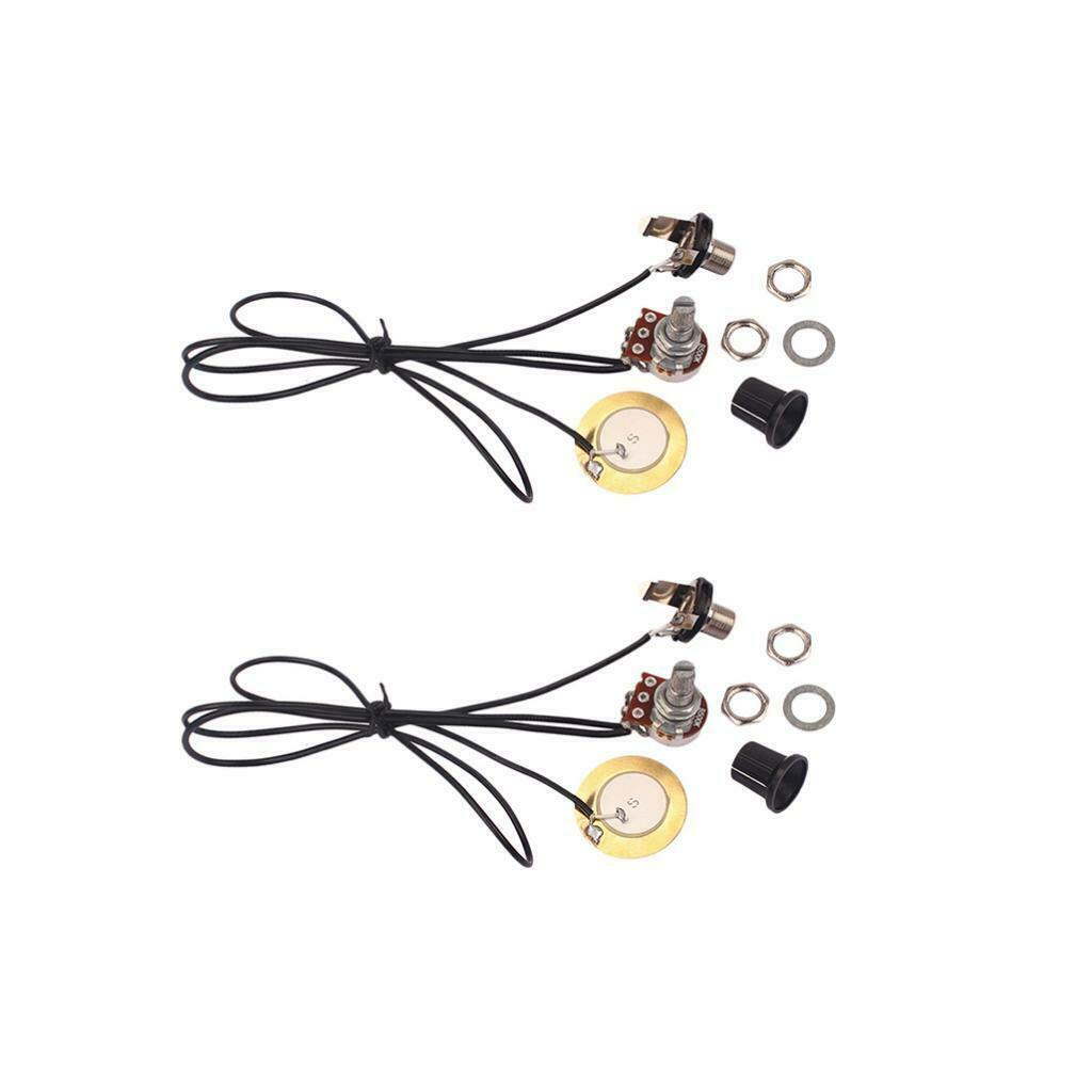 2 Set Piezo Pickup with Volume Control Knob 6.35mm Output Jack for DIY
