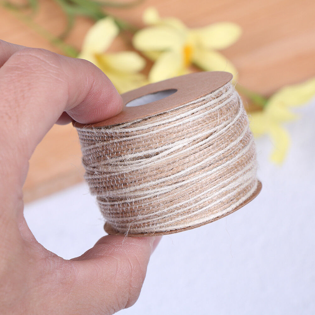 10m roll natural jute burlap rustic hessian ribbon tape strap wedding deco.l8